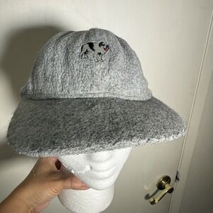 Big Dogs Logo  Black Gray Fleece Baseball Cap Hat Adjustable One Size Dog VTG